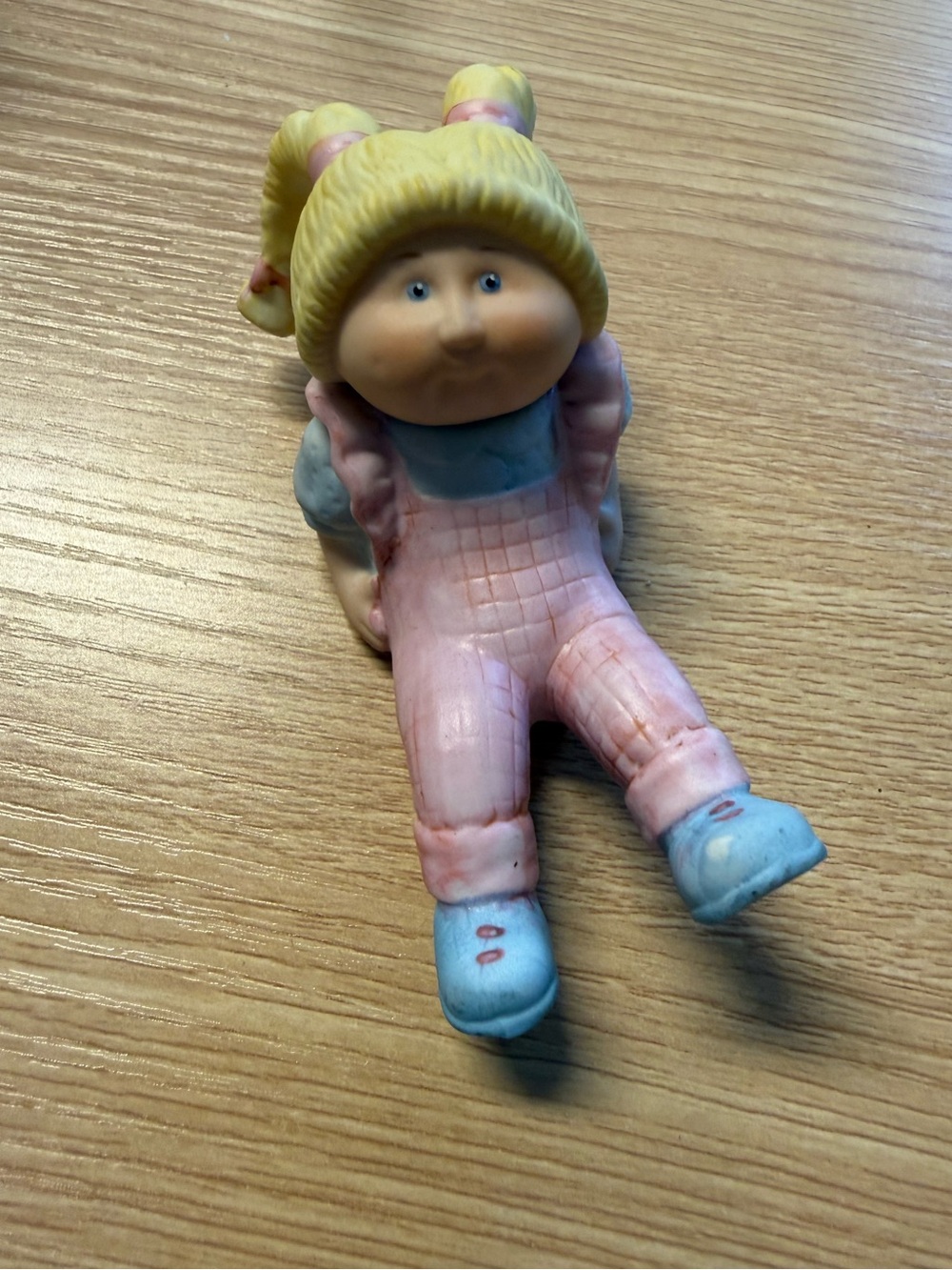 Vintage 1984 Cabbage Patch Kids Figurine Ceramic Girl Pink Overalls Pigtails